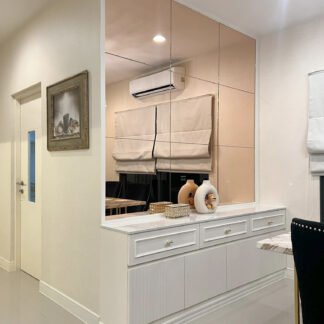 ST03-CT – 002 : ชุดตู้เก็บของ ขนาด 2.00 ม. สีครีม [รวมกระจกสีโรสโกลด์]