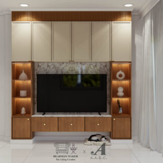 TC02-MC - 003 : ชุด TV สำเร็จรูป   ขนาด 240 ซม. ผิวไม้วอลนัท สีแซนด์เบจ